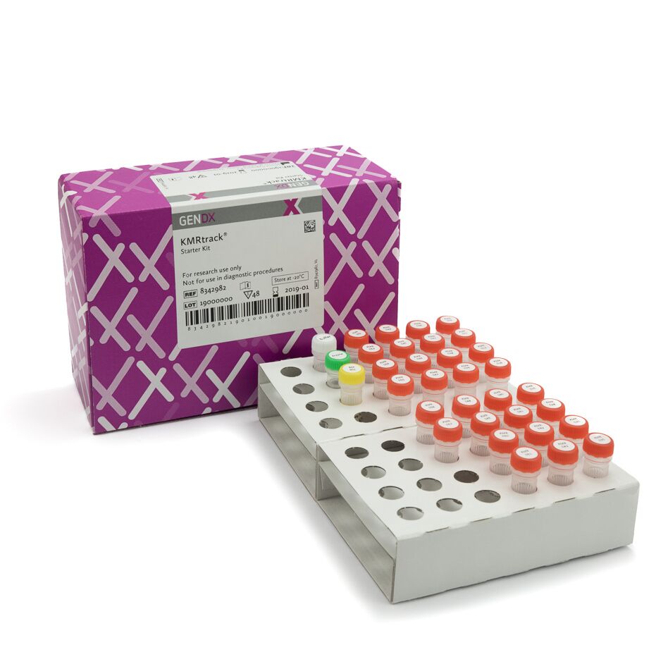 High-sensitivity donor-recipient chimerism monitoring can aid in the diagnosis of leukemia relapse and facilitate timely clinical intervention. Our KMRtype kits can be used to determine presence or absence of genetic markers for chimerism monitoring. By using the qPCR technique, a sensitivity of as low as 0.05% can be reached (20 to 100 fold more sensitive compared to current conventional method using STRs). After genotyping with KMRtype, the KMRtrack kit can be used for monitoring. Both KMRtype and KMRtrack kits are available as RUO and CE-marked IVD.