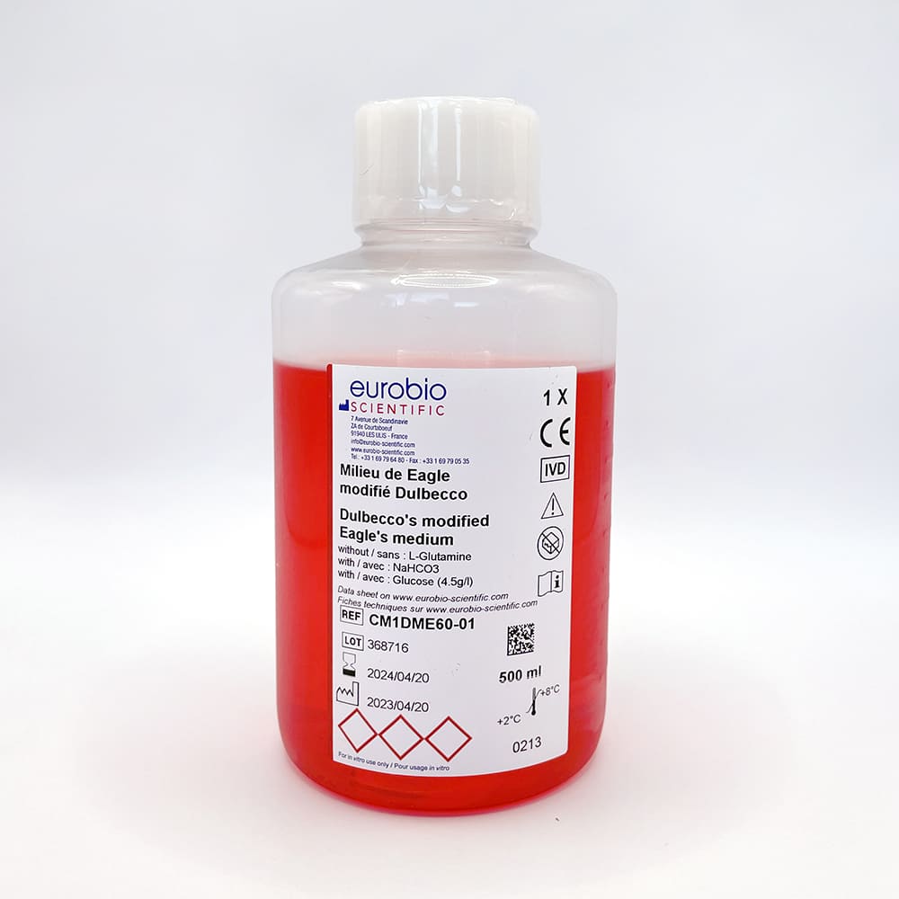 Dulbecco's MEM with 4.5 g/L Glucose without L-glutamine, 1X