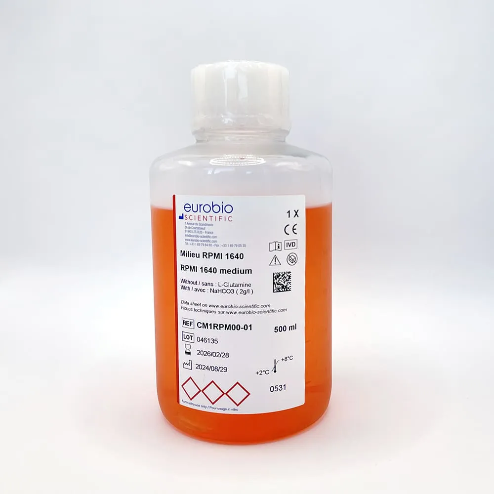 Milieu RPMI sans L-glutamine, 1X
