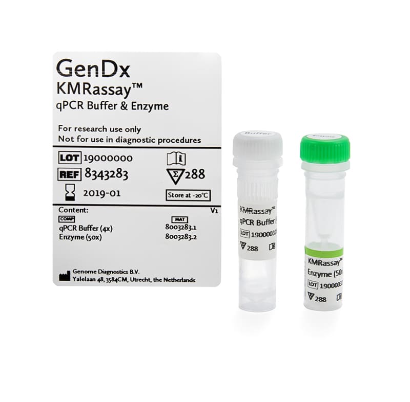 KMRassay qPCR Puffer & Enzym enthält den notwendigen Puffer und das Enzym für die Durchführung von KMRtype und KMRtrack. Als RUO und CE-IVD gekennzeichnet erhältlich.